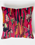 Cerise botanical velvet throw cushion