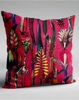 Cerise botanical velvet throw cushion