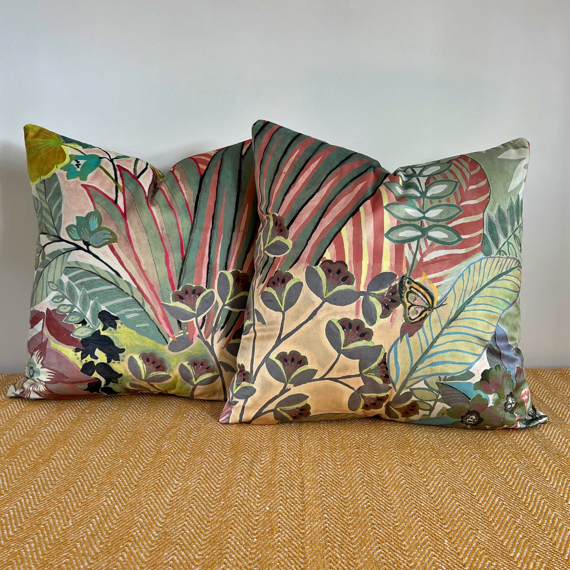 Floral pastel velvet throw cushion, scatter cushions