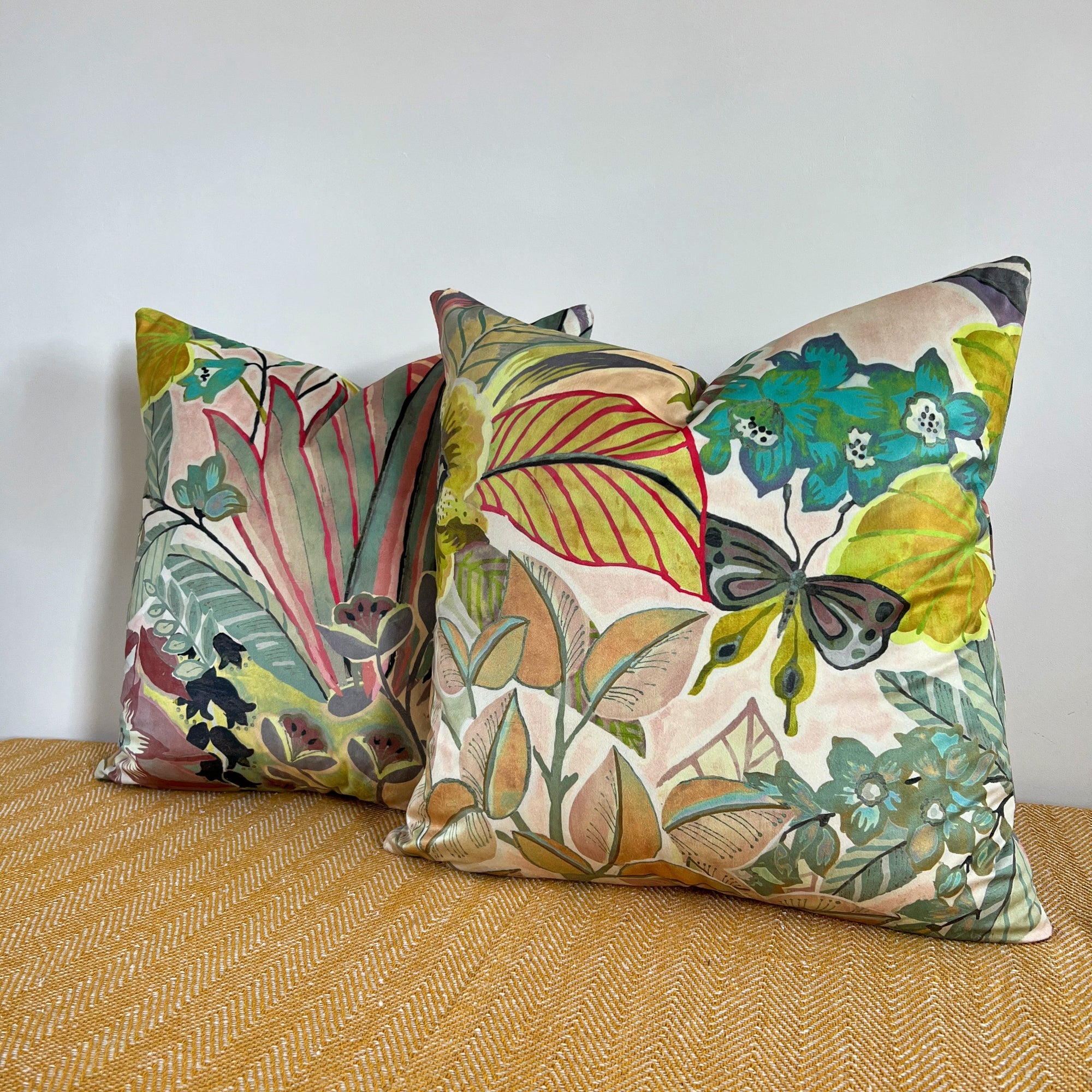 Floral pastel velvet throw cushion, scatter cushions