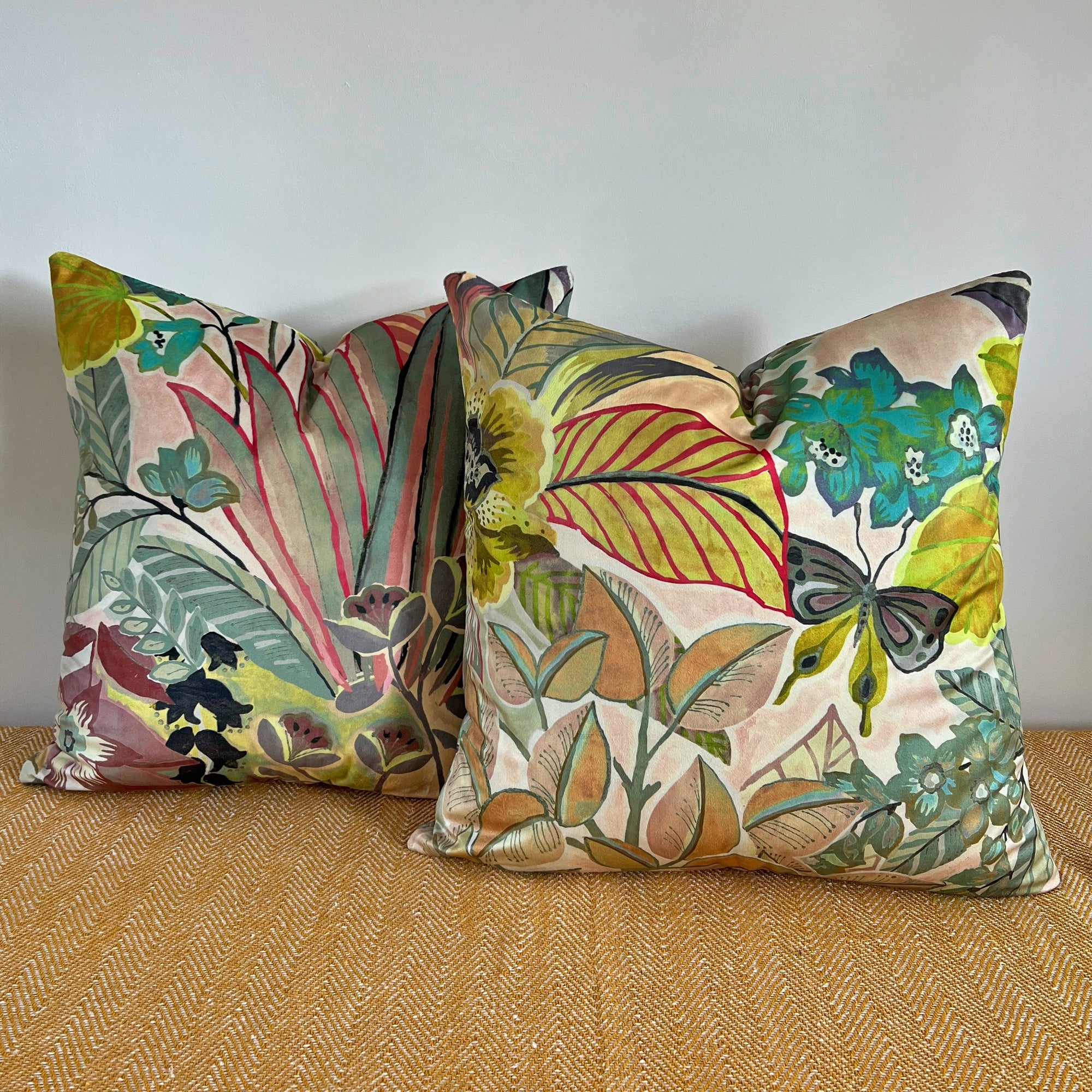 Floral pastel velvet throw cushion, scatter cushions