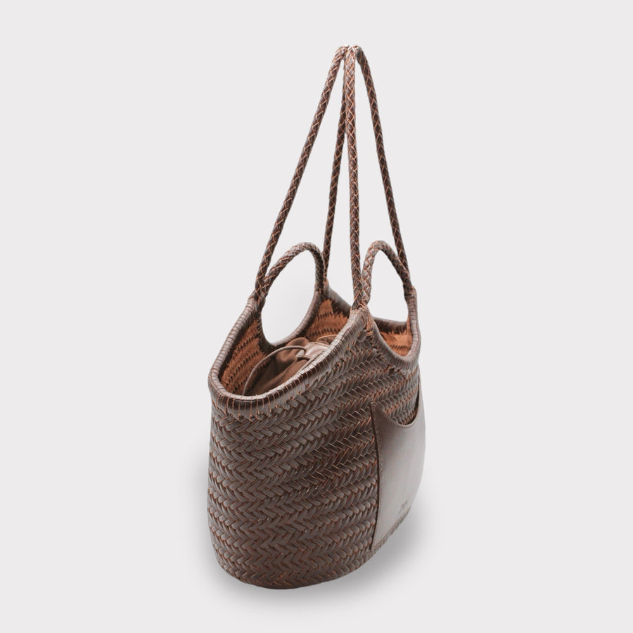 CELIA Calfskin Leather Tote from SOOK - Spacious Travel & Everyday Bag with Cotton Drawstring Organizer | Handmade in Italy by Sook Stainable at brixbailey.com