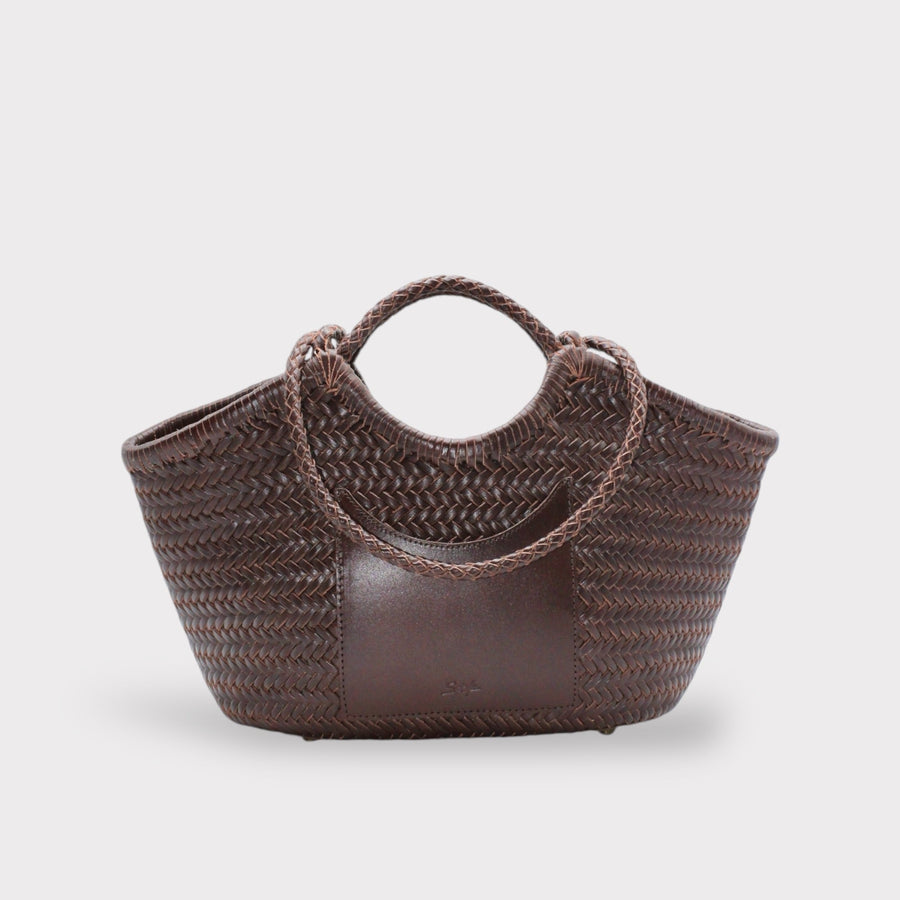CELIA SOOK Calfskin Leather Tote - Spacious Travel Bag with Cotton Drawstring Organizer | Handmade in Italy by Sook Stainable at brixbailey.com