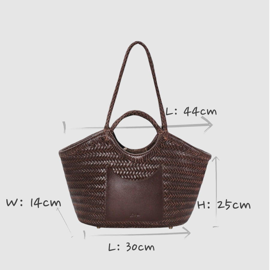 CELIA Calfskin Leather Tote from SOOK - Spacious Travel Bag with Cotton Drawstring Organizer | Handmade in Italy by Sook Stainable at brixbailey.com