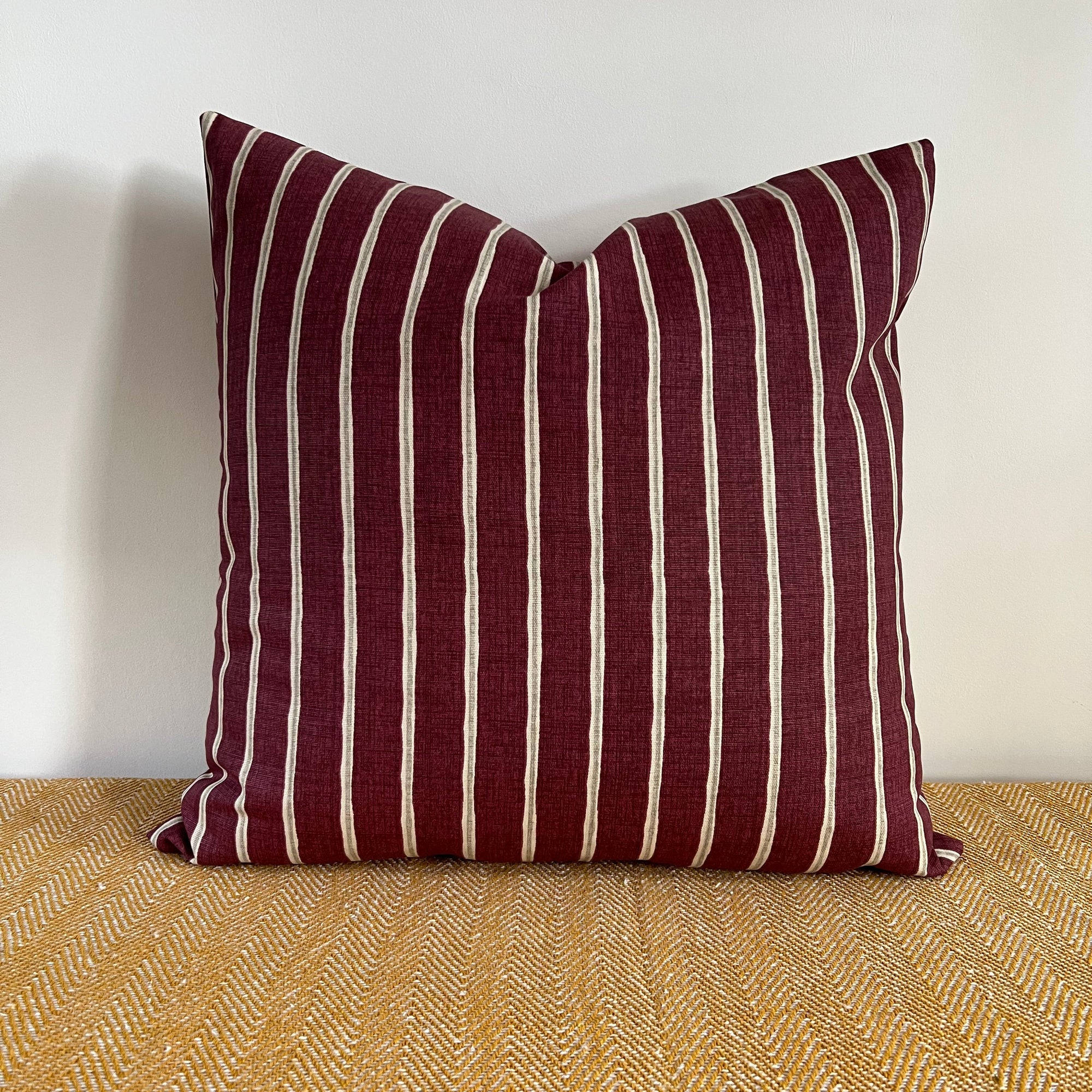 Maroon rowing stripe cotton cushion, scatter cushions