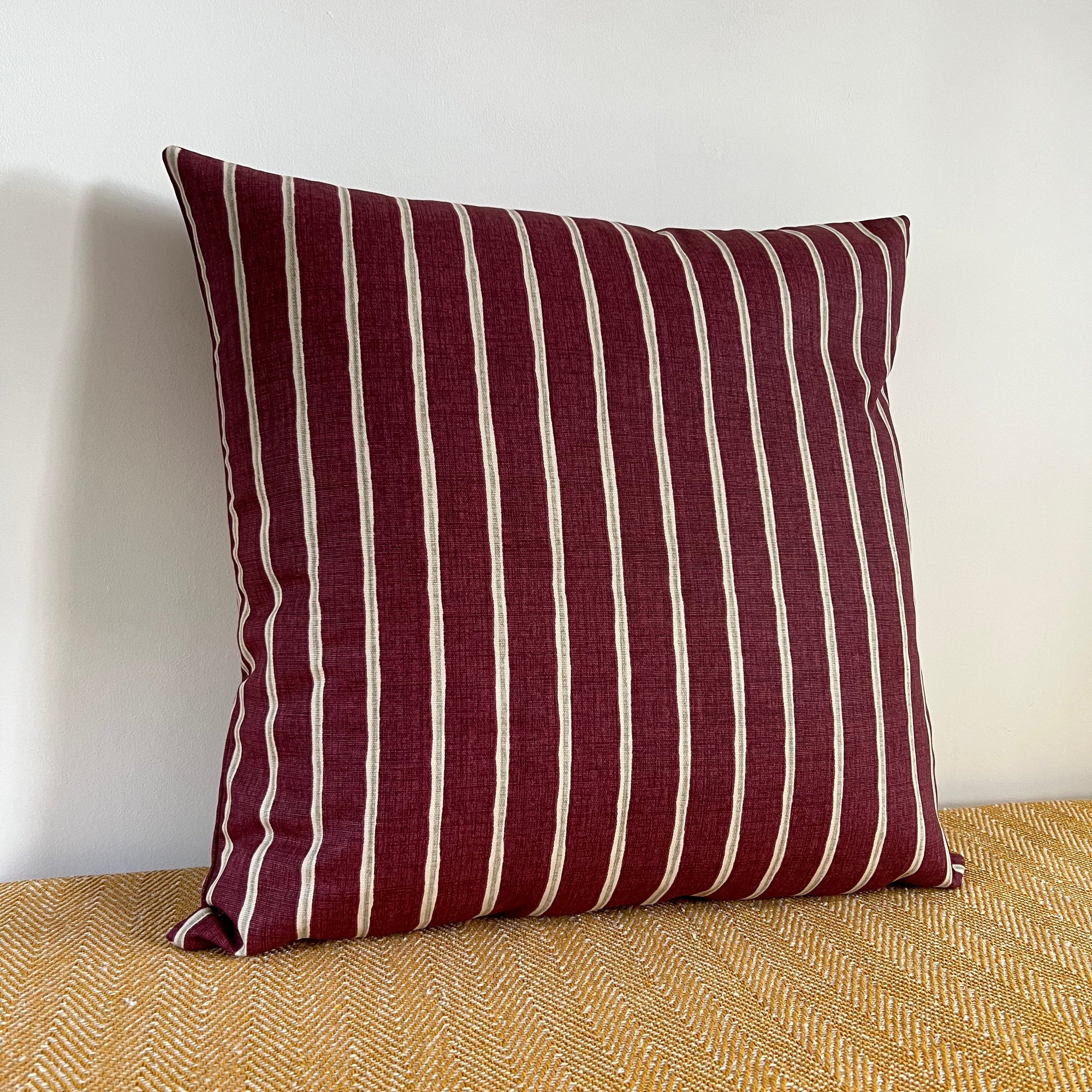 Maroon rowing stripe cotton cushion, scatter cushions
