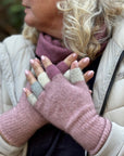 Possum Merino & Silk Multicoloured Fingerless Gloves