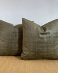 Textured olive velvet throw cushion, scatter cushion