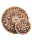 Wooden Natural Cameroon Shield | Cowrie Shells Floral Design