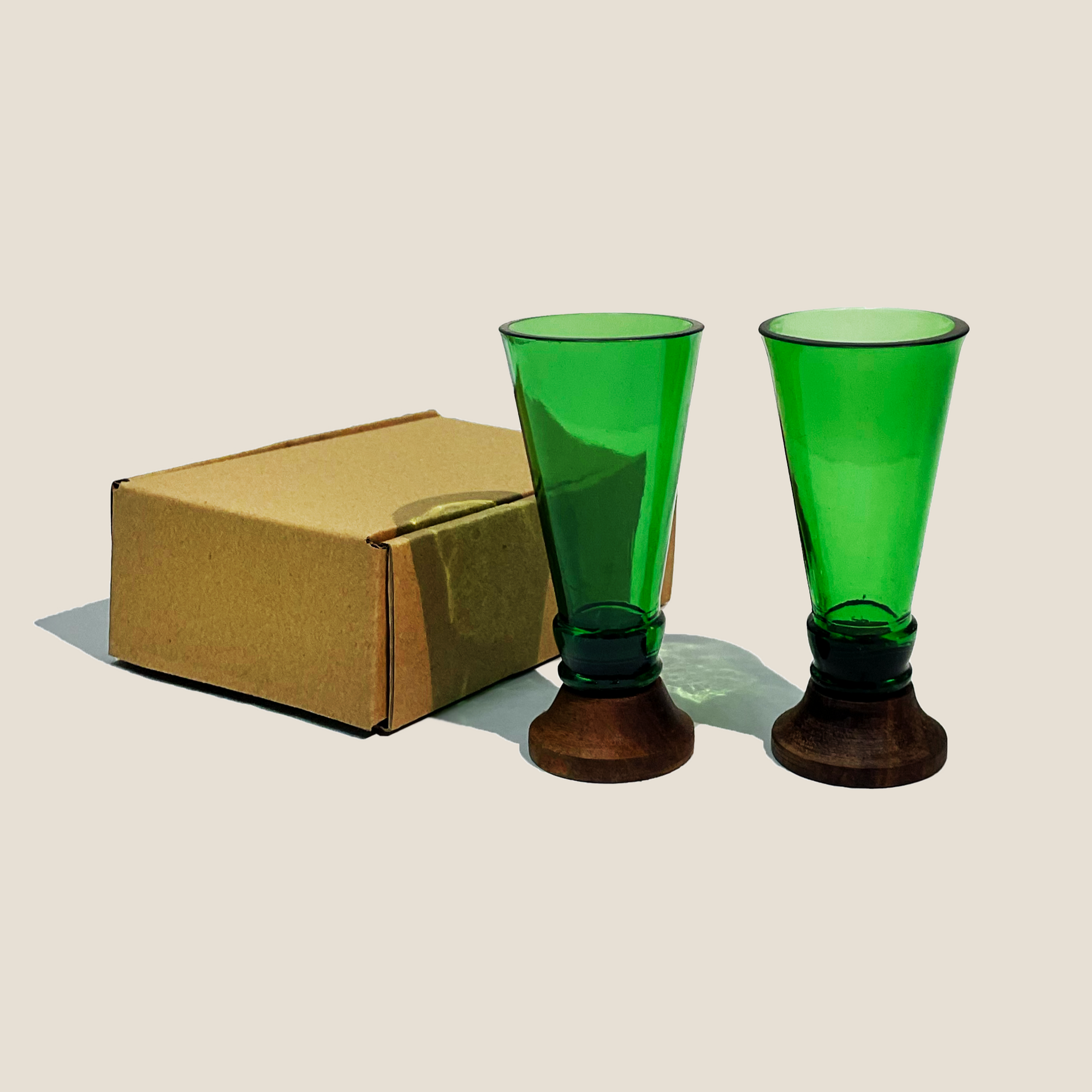Green Glass Shooters (Set of Two)-2