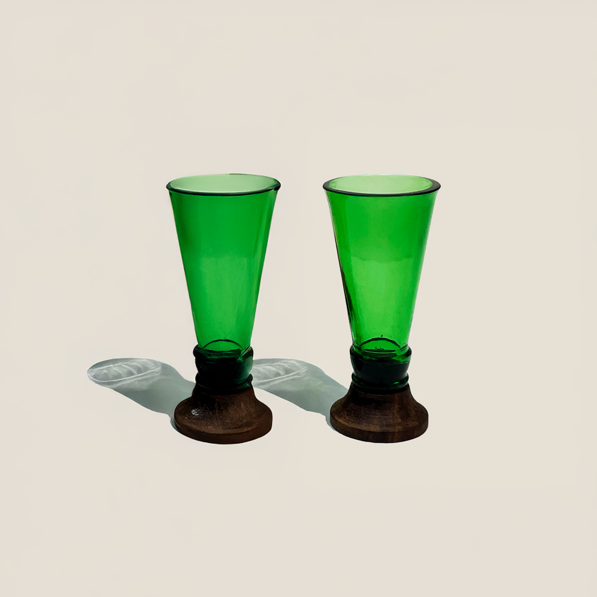 Green Glass Shooters (Set of Two)-0