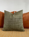 Textured olive velvet throw cushion, scatter cushion