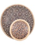 Wooden Natural Cameroon Shield with Cowrie Shells | Beaded Umbrella Design