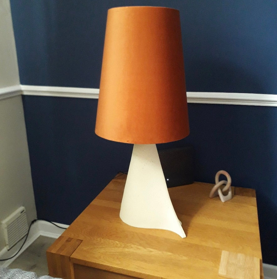 Burnt Orange Velvet Lampshade | Extra Tall Cone Light Shade | Bespoke Handmade UK