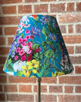 Teal Flowers Velvet Steep Empire Lampshade | Handmade Ceiling Light Shade | UK