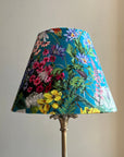 Teal Flowers Velvet Steep Empire Lampshade | Handmade Ceiling Light Shade | UK