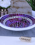 Luxury Natas Mosaic Bowl 28cm, Handcrafted Purple Glass Mosaic Design, Premium Clay Decorative Centerpiece by Maravi at brixbailey.com