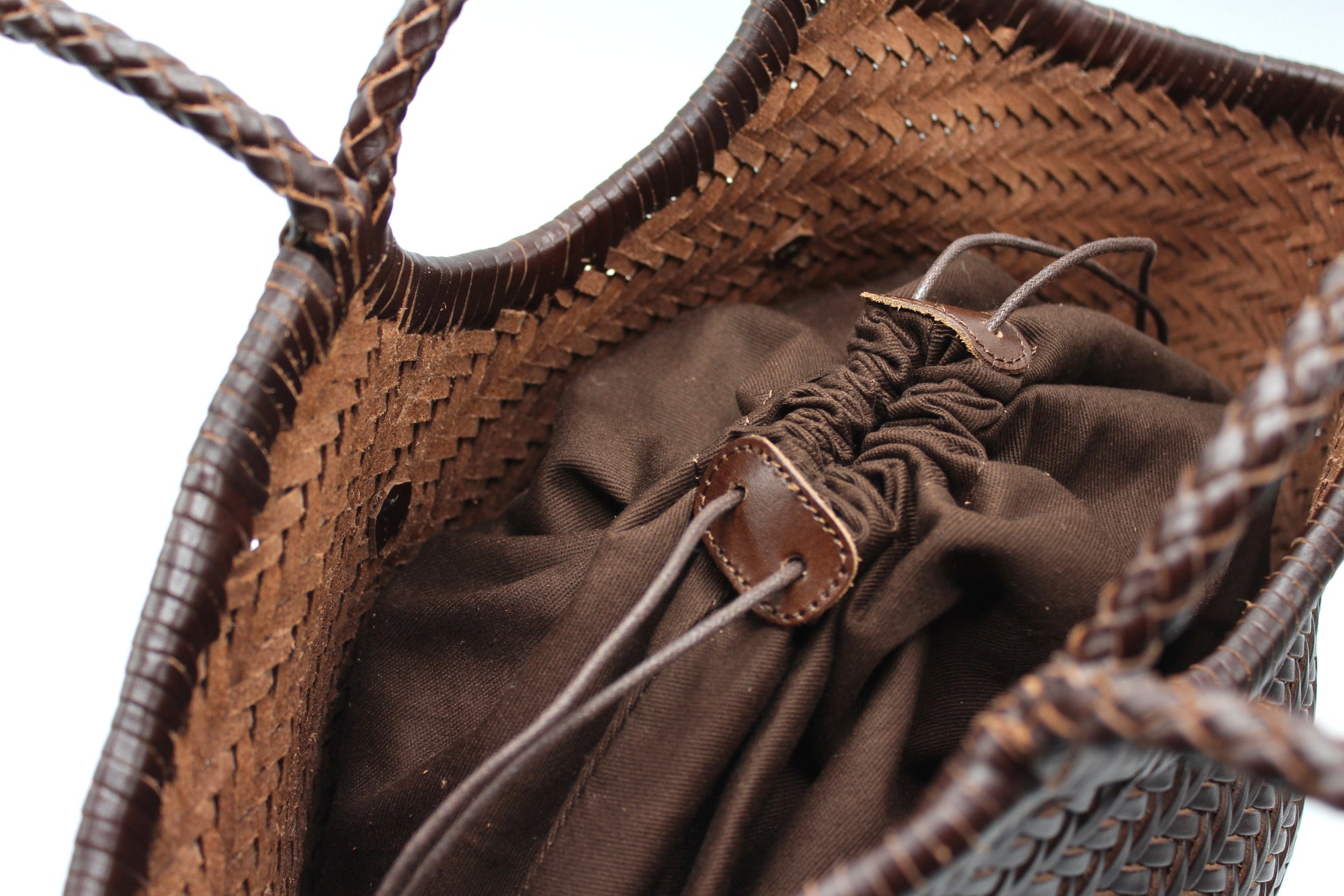 CELIA Leather Tote from SOOK - Spacious Calfskin Handbag with Cotton Drawstring Bag for Travel &amp; Everyday Use by Sook Stainable at brixbailey.com
