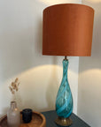 Burnt orange velvet drum lampshade/ ceiling shade with a white lining