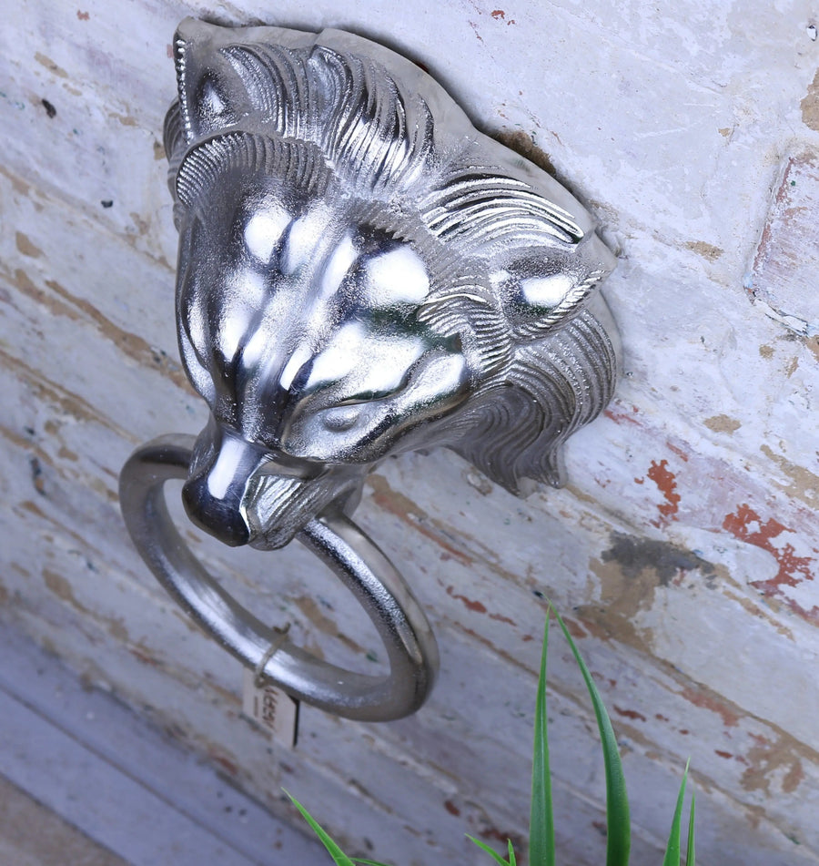 Luxury Shere metal lion head wall ornament, premium cast aluminum decorative piece, majestic regal lion design, stylish statement decor by Maravi at brixbailey.com