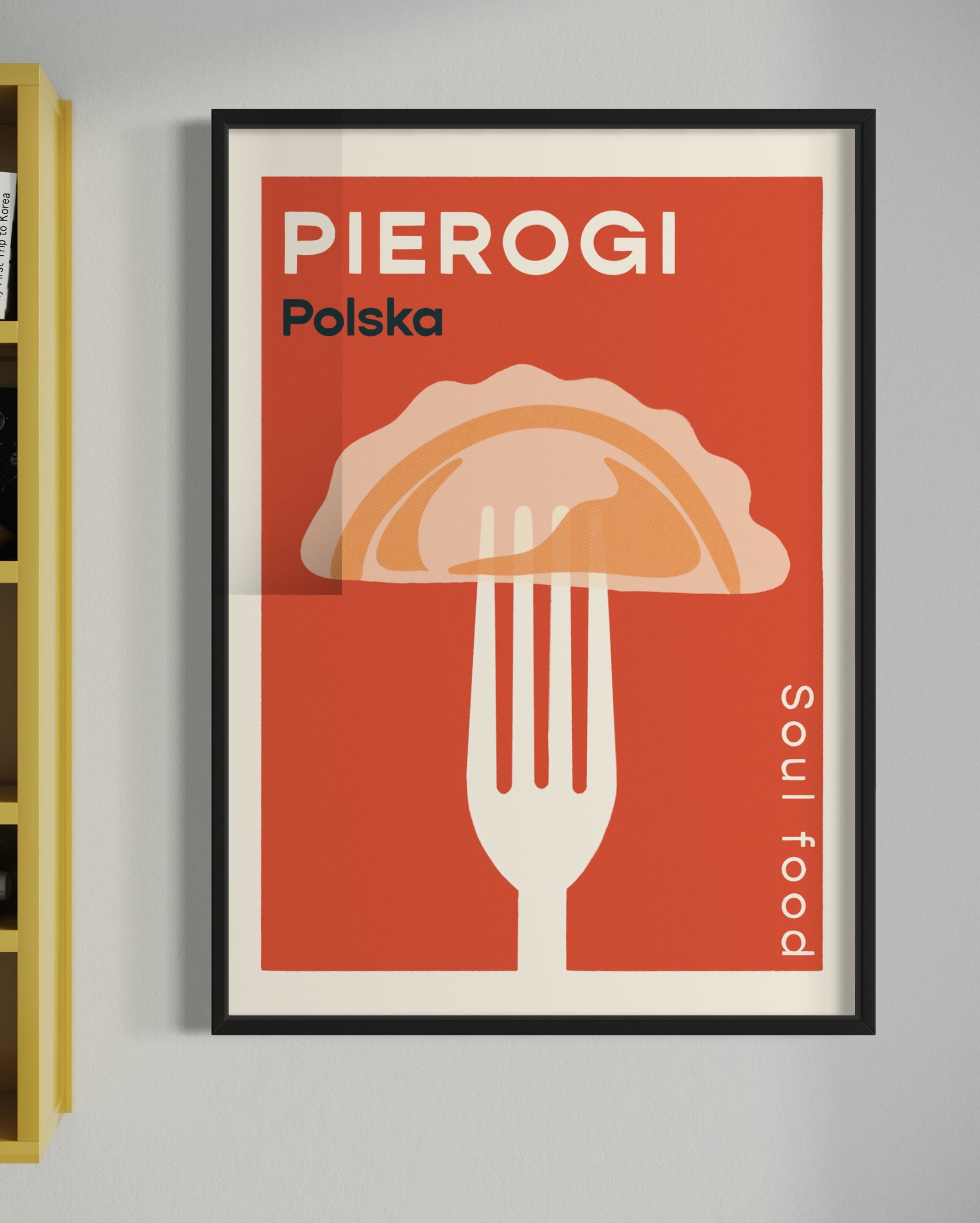 Premium Pierogi Retro Polish Food Poster, luxury high-quality print on 230gsm paper, framed options available by Little Egret Design at brixbailey.com