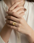 Leaf Mars Ring, Sterling Silver with Gold Plate with Baby Pearls