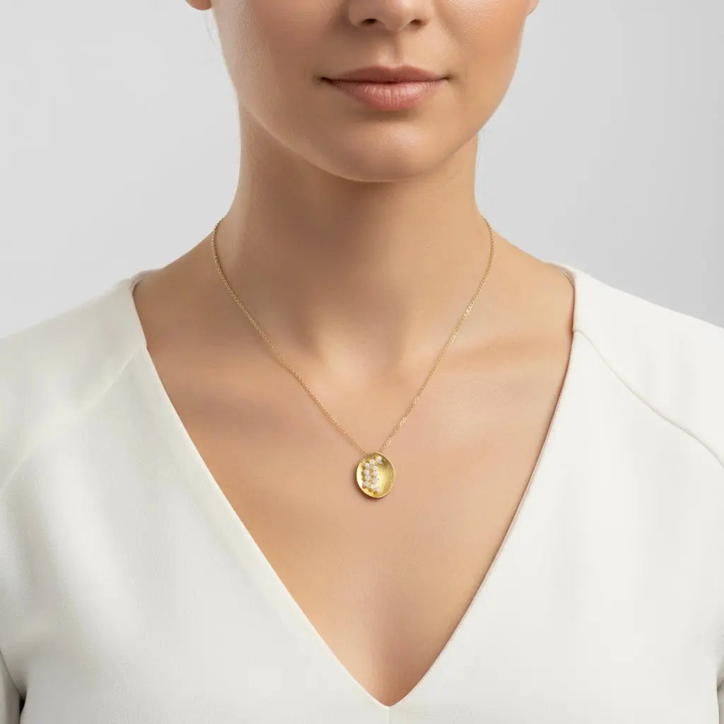 Leaf Mars Necklace, Sterling Silver with Gold Plate &amp; Fresh Water Pearls