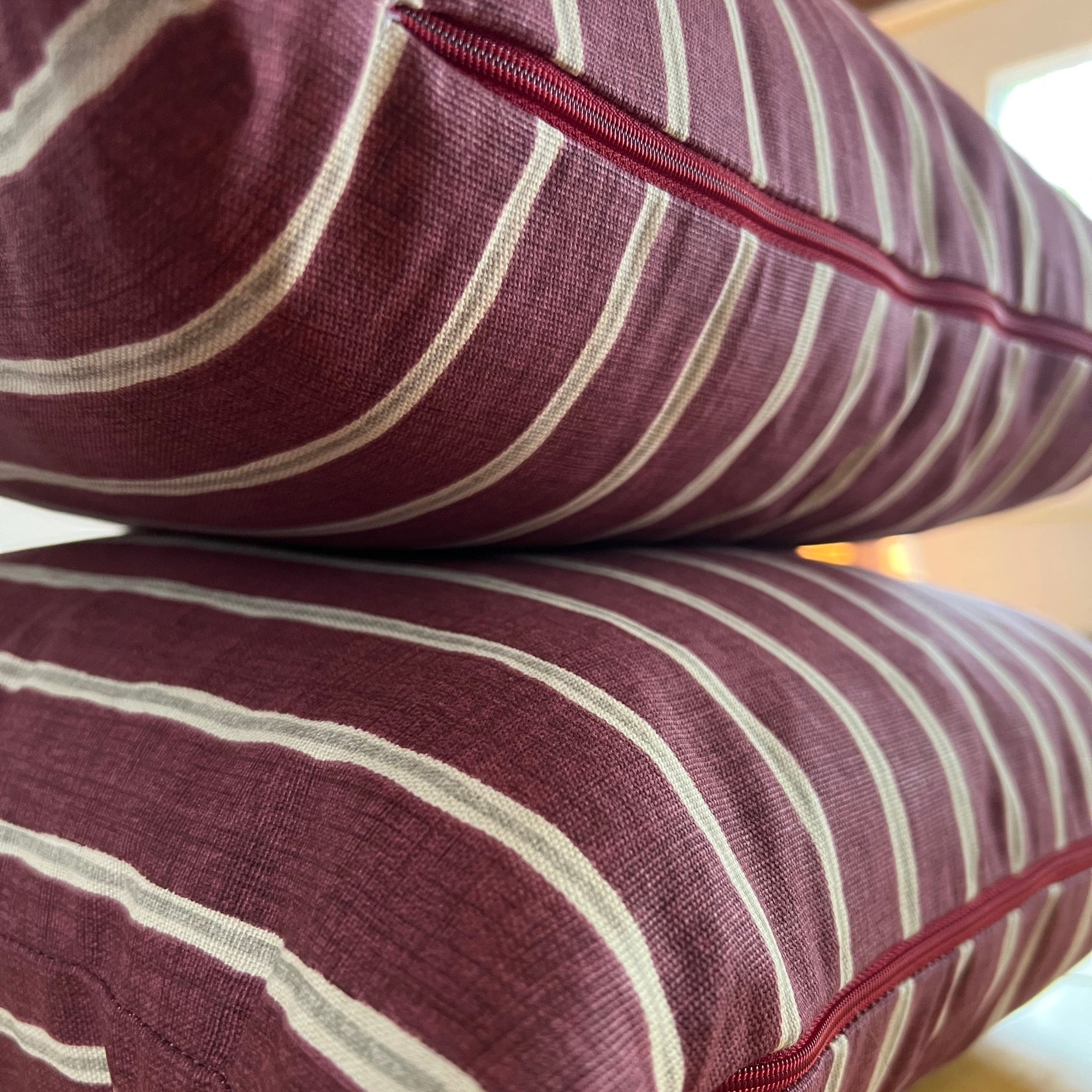 Maroon rowing stripe cotton cushion, scatter cushions