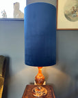 Navy Velvet cylinder lampshade, extra tall lampshade