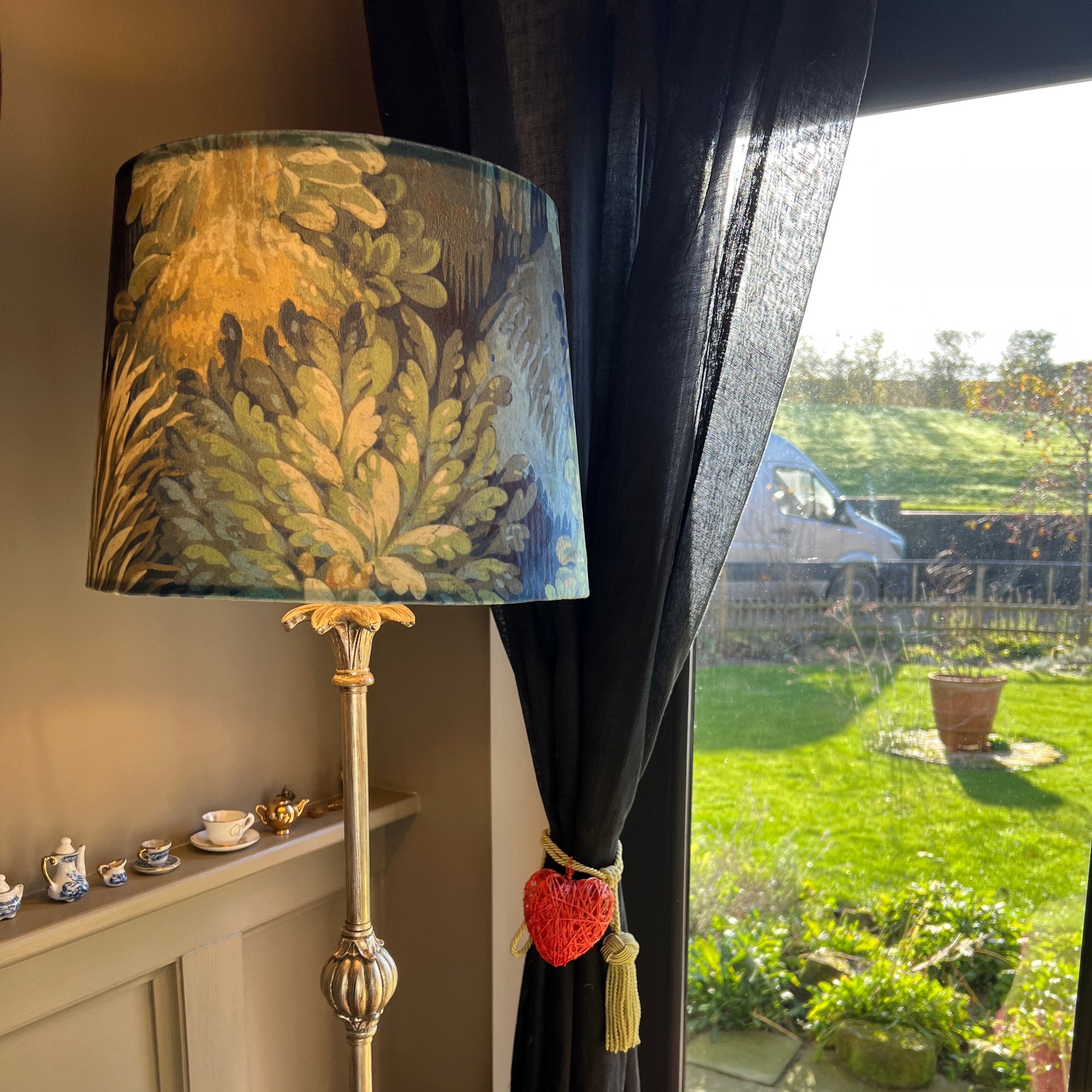 Forbidden Forest Velvet Lampshade | French Drum Ceiling Light Shade | Bespoke Handmade Empire Lampshade