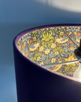 Purple Velvet & Navy Strawberry Thief Double Sided Drum Lampshade | Handmade Ceiling Light Shade | Bespoke UK