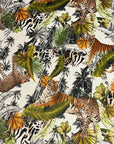 Tropical tiger, cheetah velvet drum lampshade / ceiling shade, with a metallic brushed gold lining