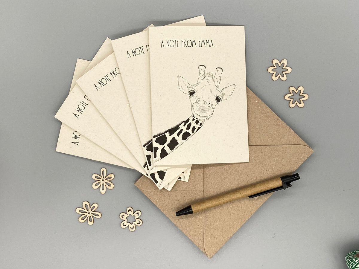 Personalised Giraffe Note Cards