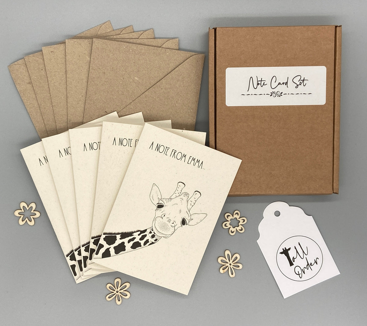 Personalised Giraffe Note Cards