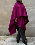 Burgundy recycled wool cape-2