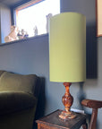 Sage Cotton Lampshade | Extra Tall Cylinder Ceiling Light Shade | Bespoke Handmade UK