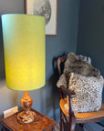 Sage Cotton Lampshade | Extra Tall Cylinder Ceiling Light Shade | Bespoke Handmade UK