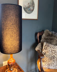 Black Cotton Lampshade | Extra Tall Cylinder Ceiling Light Shade | Bespoke Handmade UK