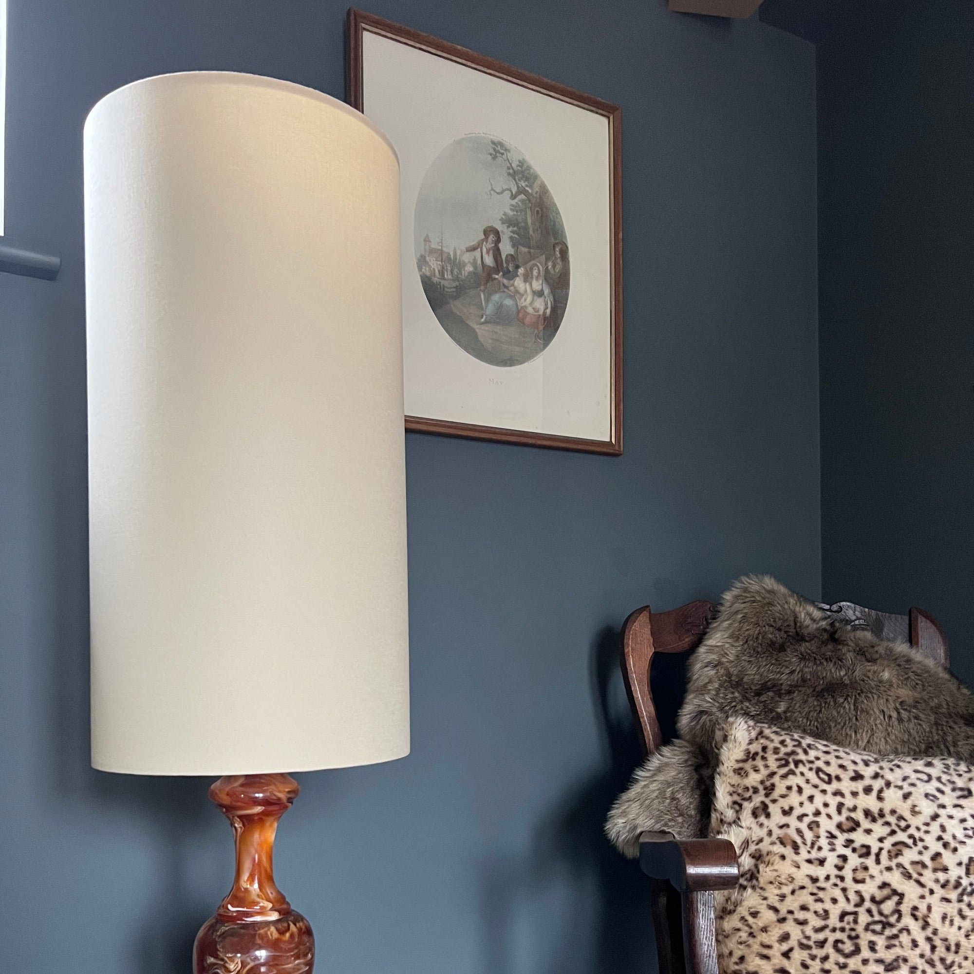 Cream Cotton Lampshade | Extra Tall Cylinder Ceiling Light Shade | Bespoke Handmade UK