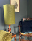 Olive Linen Lampshade | Extra Tall Cylinder Ceiling Light Shade | Bespoke Handmade UK