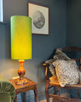 Chartreuse Green Cotton Lampshade | Extra Tall Cylinder Ceiling Light Shade | Bespoke Handmade UK