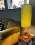 Chartreuse Green Cotton Lampshade | Extra Tall Cylinder Ceiling Light Shade | Bespoke Handmade UK