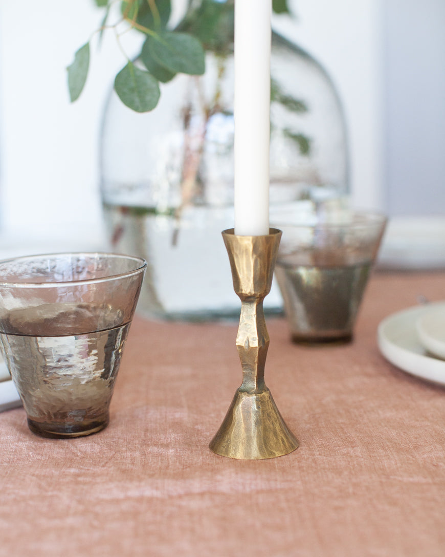 Low Diamond Hand Forged Iron Candle Stand