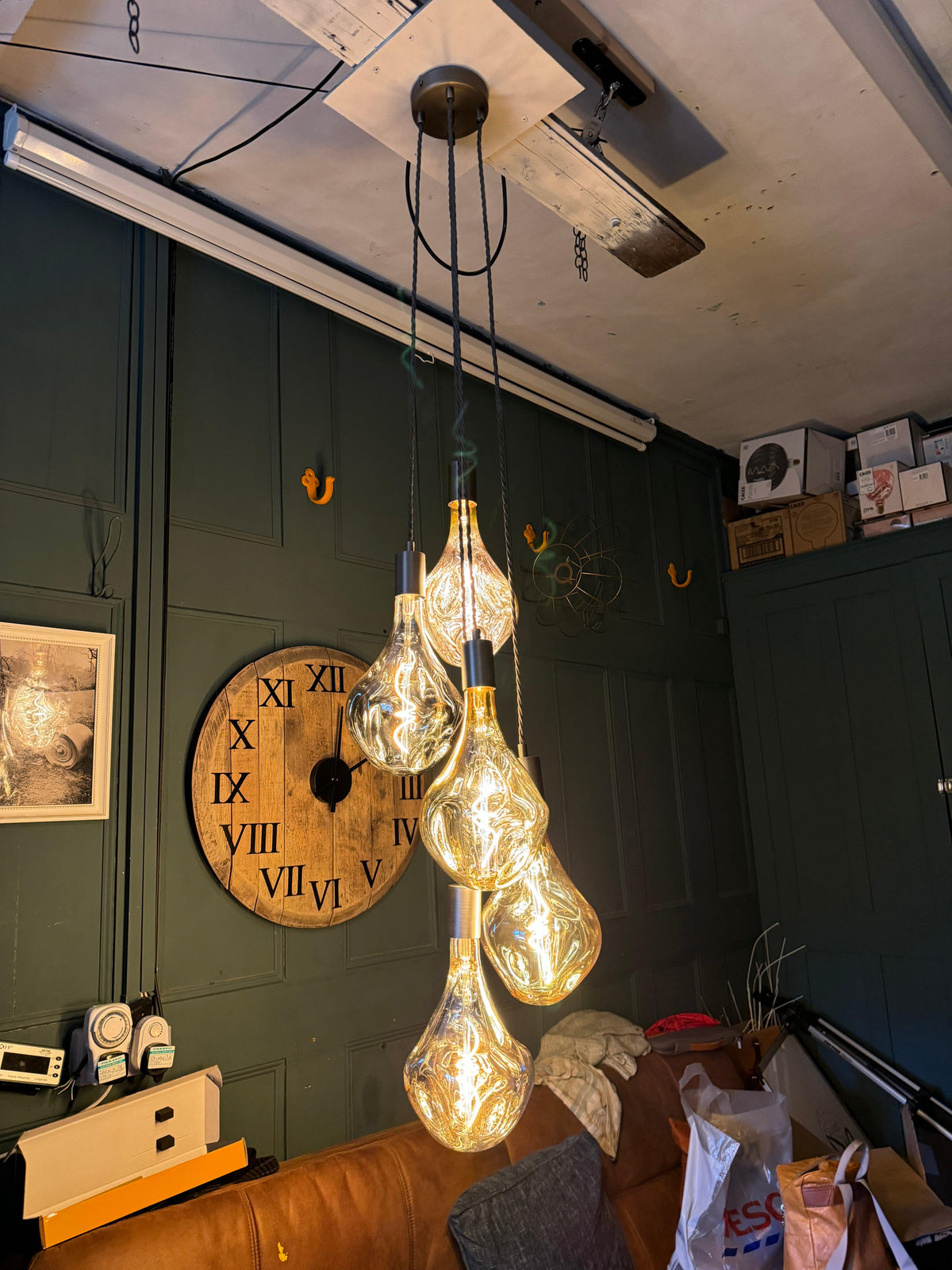 5 Light Cluster Evo Pendant Chandelier | Stairwell &amp; High Ceiling Lighting UK