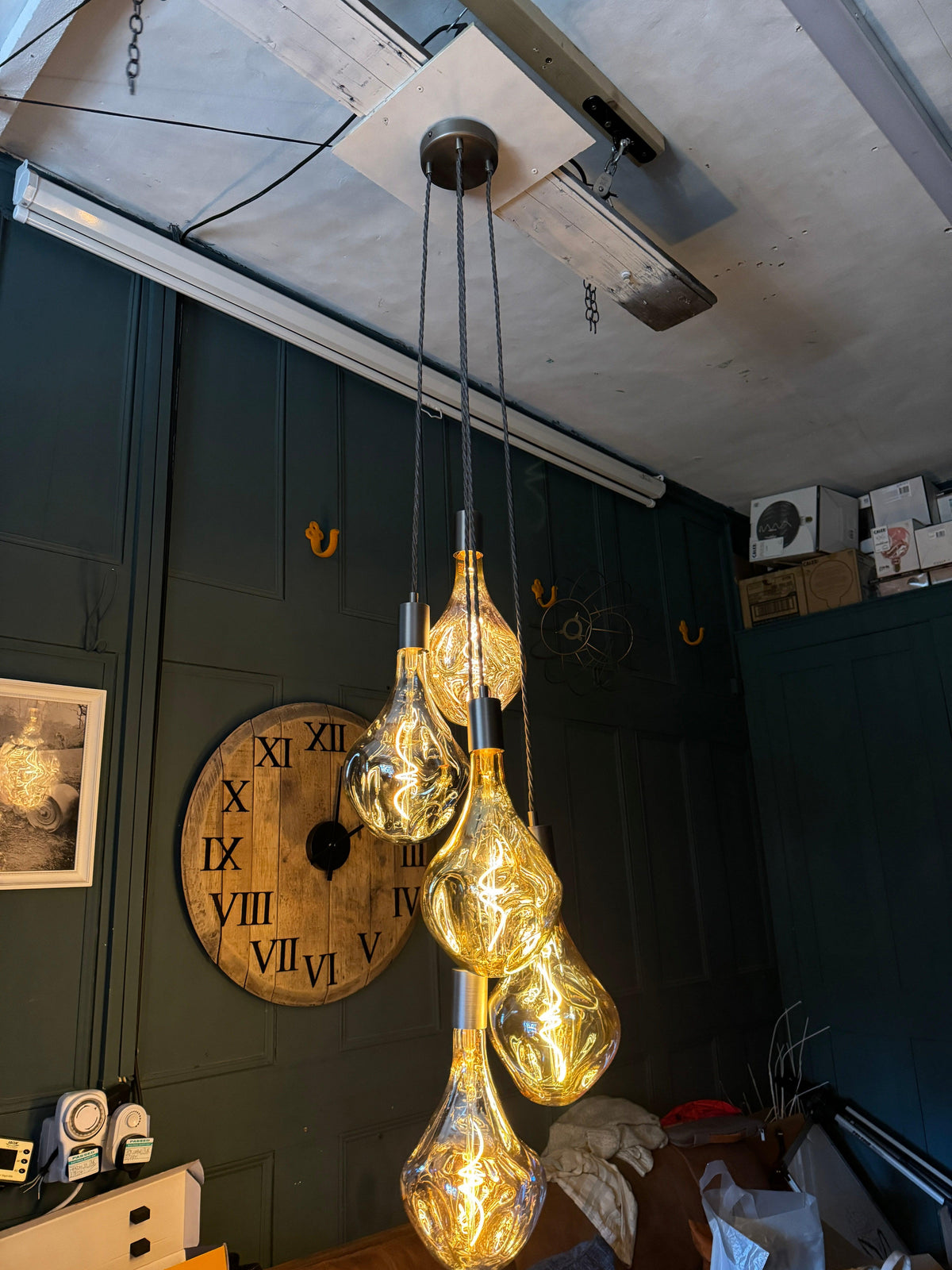 5 Light Cluster Evo Pendant Chandelier | Stairwell &amp; High Ceiling Lighting UK