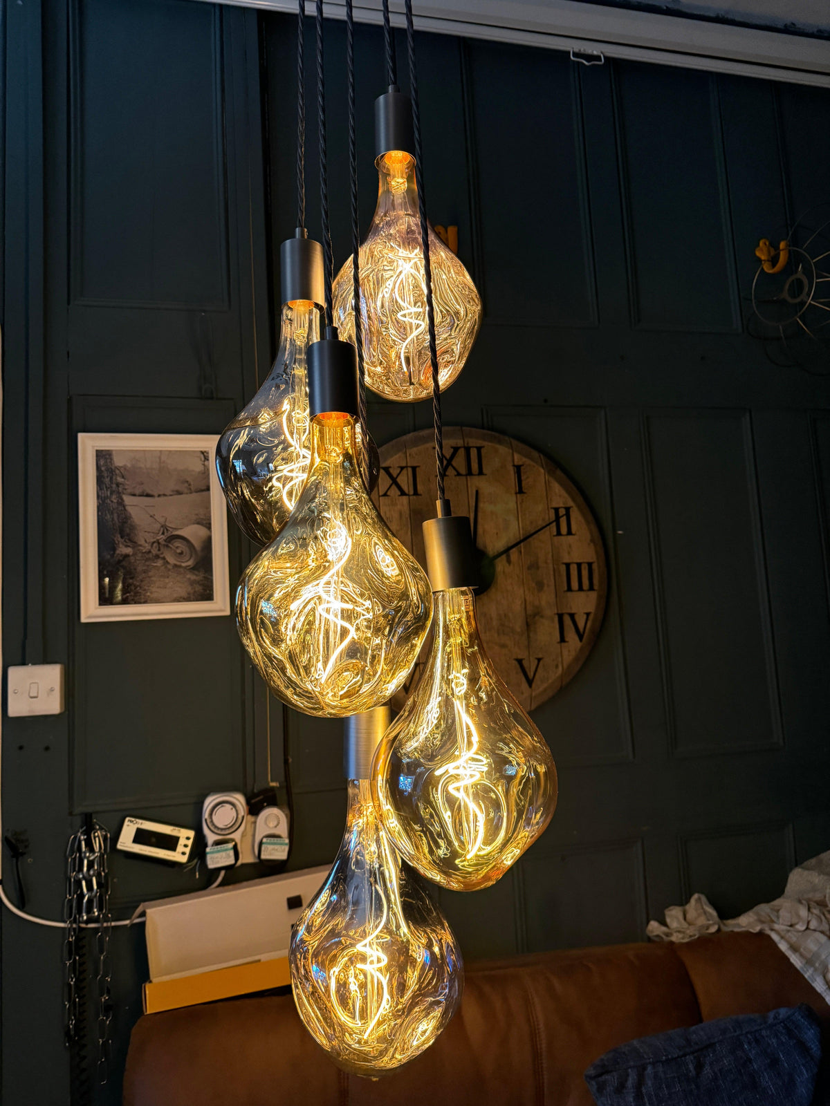 5 Light Cluster Evo Pendant Chandelier | Stairwell &amp; High Ceiling Lighting UK