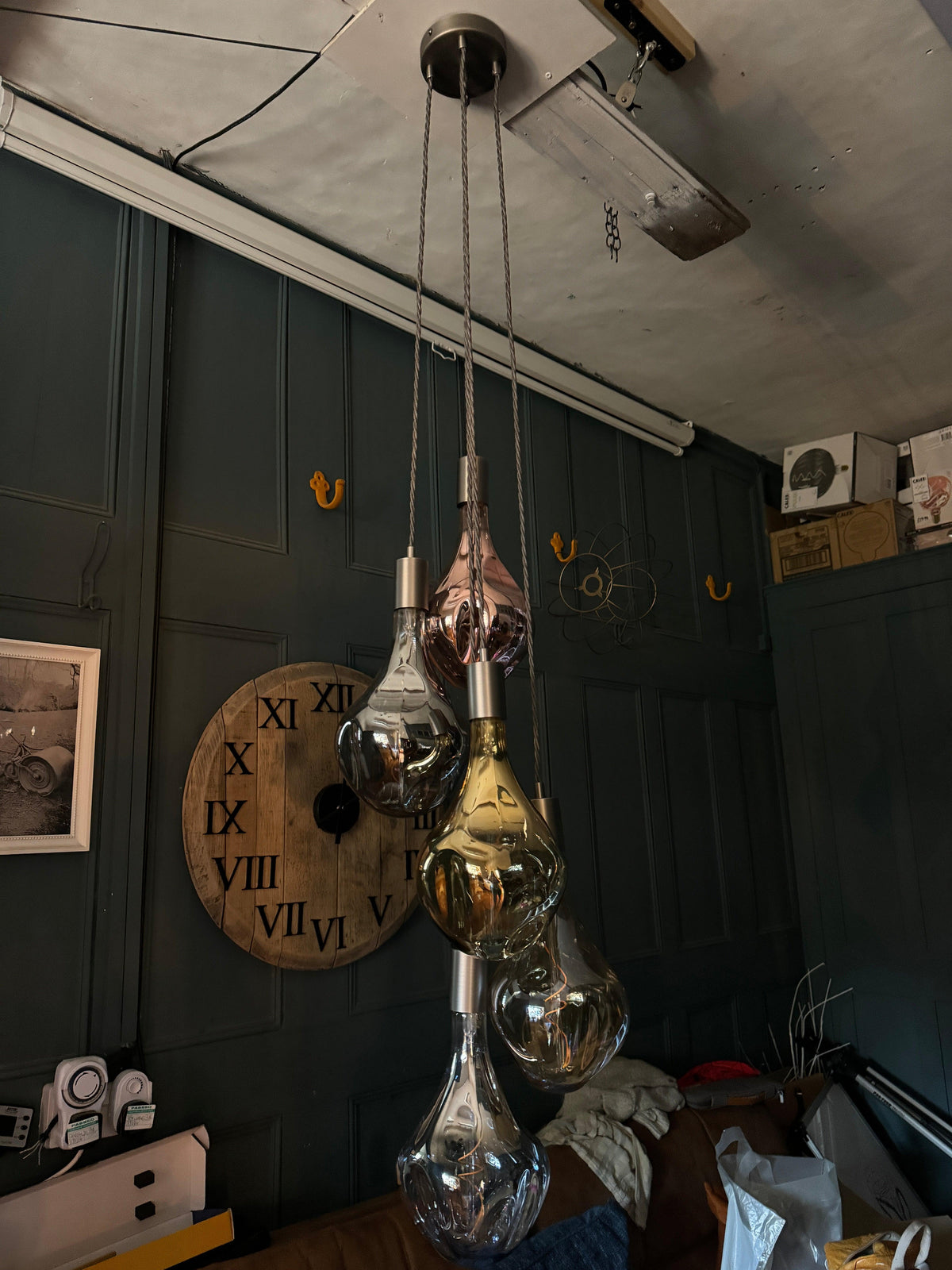 5 Light Cluster Evo Pendant Chandelier | Stairwell &amp; High Ceiling Lighting UK