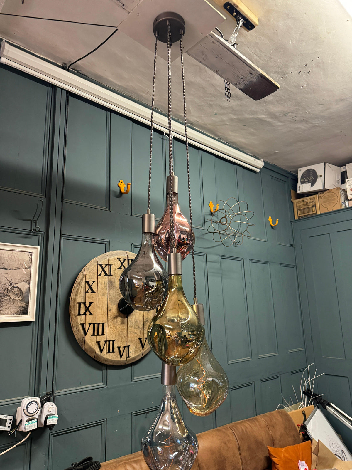 5 Light Cluster Evo Pendant Chandelier | Stairwell &amp; High Ceiling Lighting UK