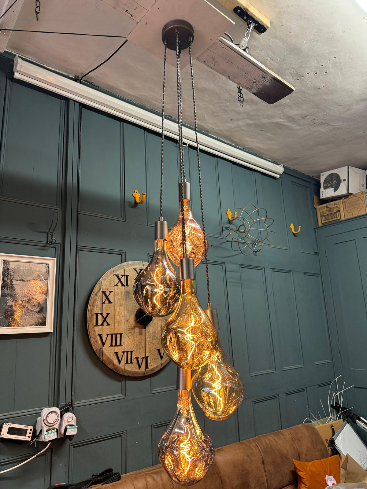 5 Light Cluster Evo Pendant Chandelier | Stairwell &amp; High Ceiling Lighting UK