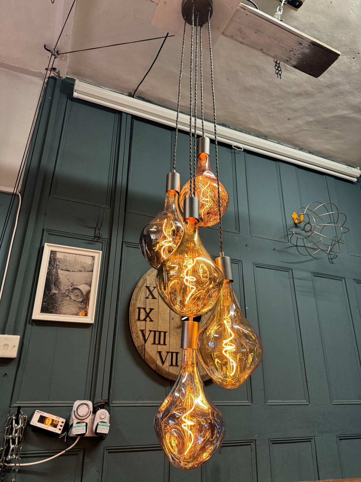 5 Light Cluster Evo Pendant Chandelier | Stairwell &amp; High Ceiling Lighting UK